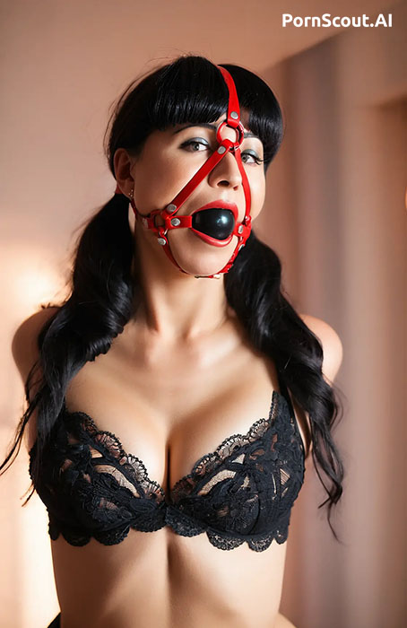 Sexy fetish brunette in lingerie gagged